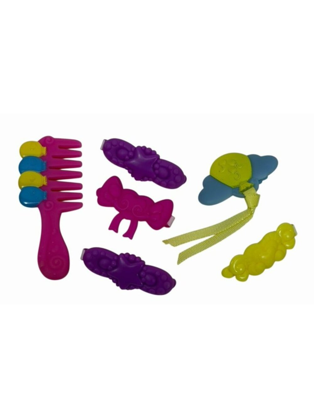 6 PIECE LOT My Little Pony 2008 Styling Pony Pinkie Pie Comb/Brush Barrettes
